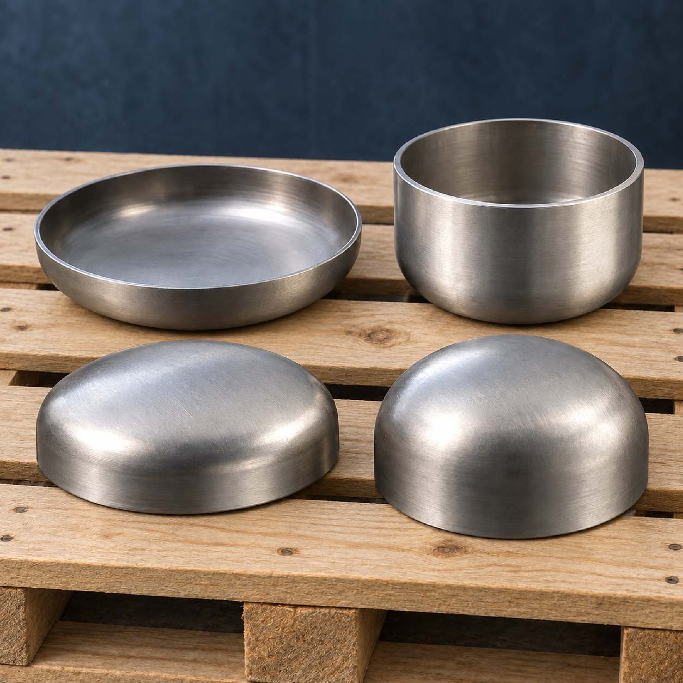 Fonds métalliques Bombés, Torisphériques, Elliptiques et GRC sur palette en bois – ODYSSA ALLOYS & SERVICES